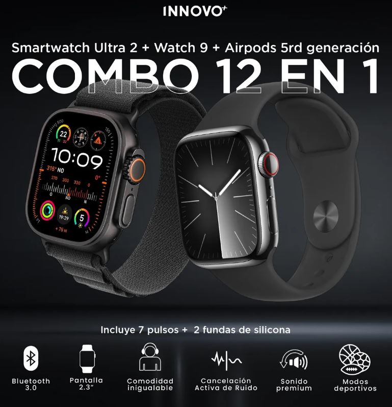 Combo Smartwatch Ultra 12 en 1